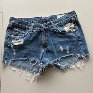 rag & bone Blue Distressed Jean Shorts